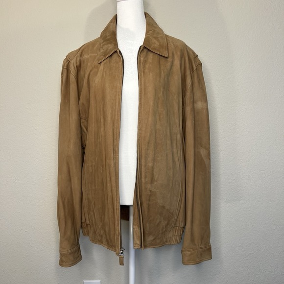Daniel CremieuxBrown 100% Genuine Cowhide LeatherWool Bomber Jacket Mens L